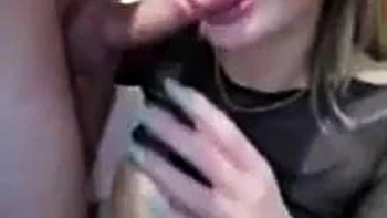 Hot blonde babe sucks cock, rides doggy and cowgirl