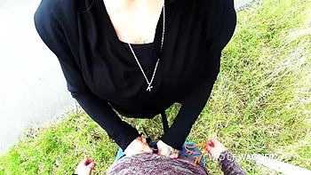 Harleen Van Hynten flaunts big tits fucking outside in Berlin