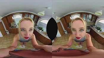 Blonde Sucks and Rides Cock Kitchen Style