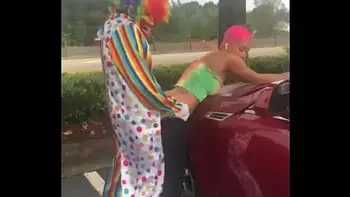 Gibby The Clown fucks Jasamine Banks outside in broad daylight