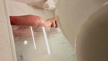 Hairy Blonde College Babe Masturbates in Shower