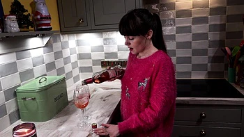 European Brunette Babe Solo Softcore Christmas Fun