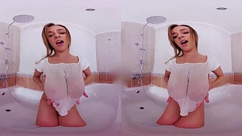 Pareja follando en VR: paja, perrito y cowgirl