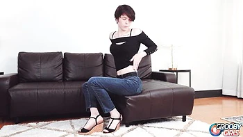 Trans brunette solo masturbation by Erotic Autumn Rain