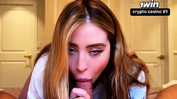 Hot Russian Blonde Sneaks in for Deep Throat Blowjob