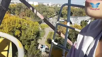 Public blowjob on the ferris wheel from shameless whore