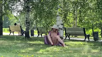 Beautiful girl shines tits walking in public