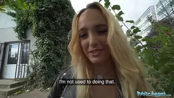 Public Agent Anna Khara in a short dress is bent over and fucked deep from behind