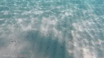 Underwater Footjob Sex & Nipple Squeezing POV at Public Beach - Big Natural Tits PAWG BBW Wife Being Kinky on Vacation - Best Amateur Porn Couple