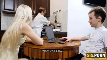 SISPORN. Dinner with mom makes stepsiblings in the mood for quick sex