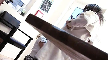 Hard kitchen fuck with a slutty mature blonde Loz Lorrimar