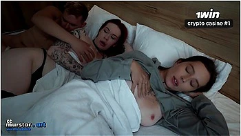 Step Mom And Step Sister Share Bed With Step Son In Wild Hotel Fuck (feat. Ghomestory)