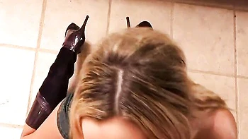 Graceful beauty's big cock action