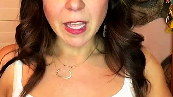 Hot brunette big boobs toying pink pussy
